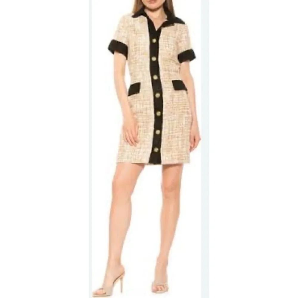 Alexia Admor Jenni Tweed Shirtdress in CreamโMultiโSizeโ4